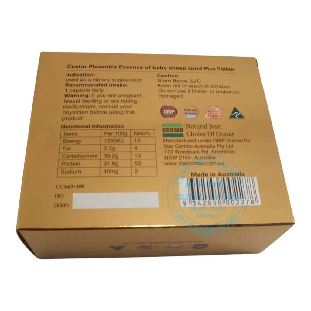 Viên uống Costar Placentra Gold Plus 50000