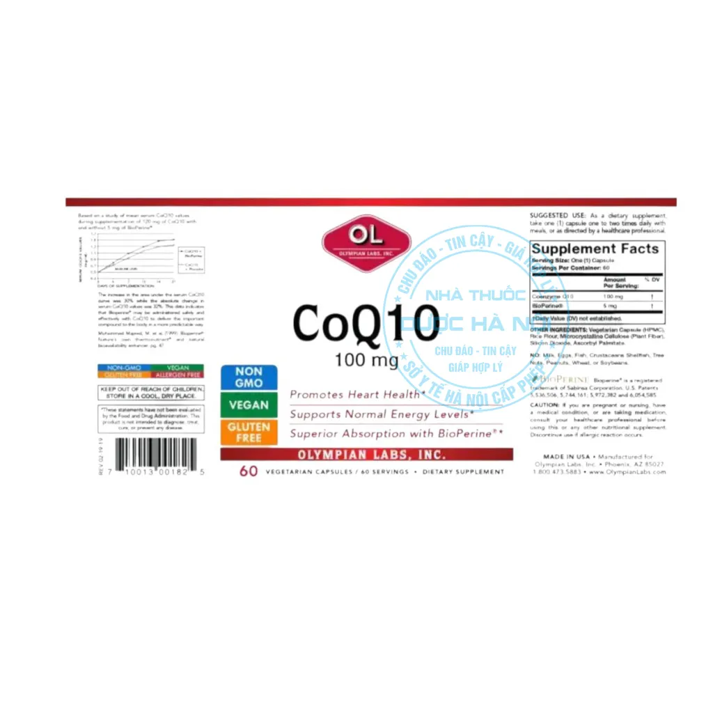 Viên uống CoQ10 100mg Olympian Labs