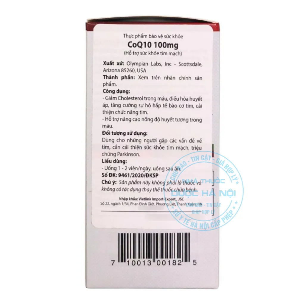 Viên uống CoQ10 100mg Olympian Labs