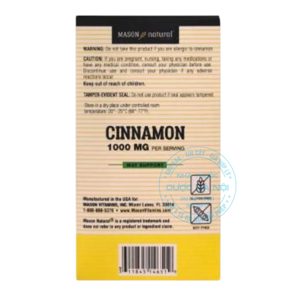 Viên uống Mason Natural Cinnamon 1000mg