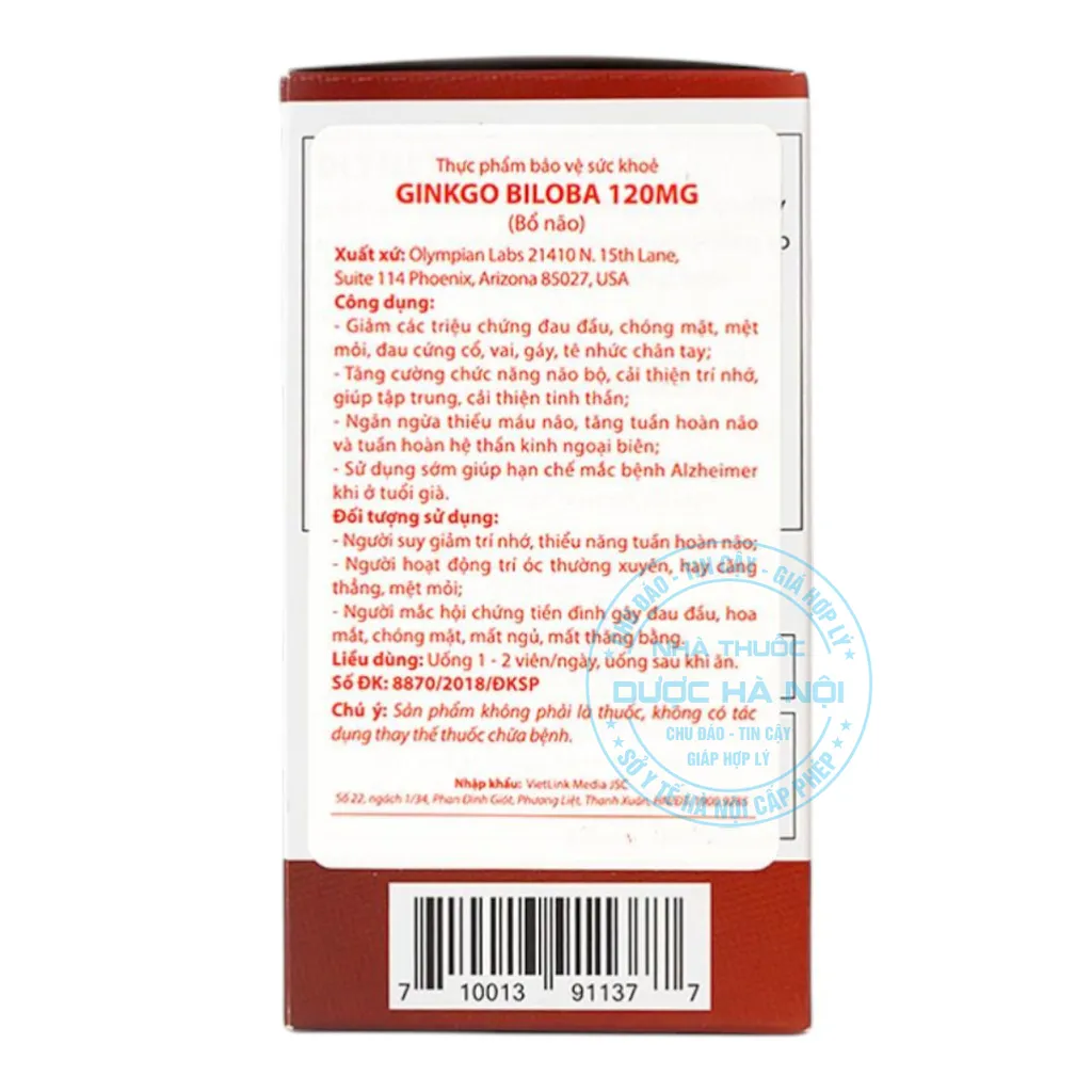 Viên uống Ginkgo Biloba 120mg
