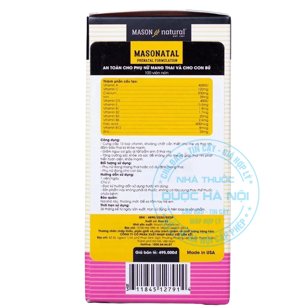 Viên uống Masonatal Prenatal Formulation
