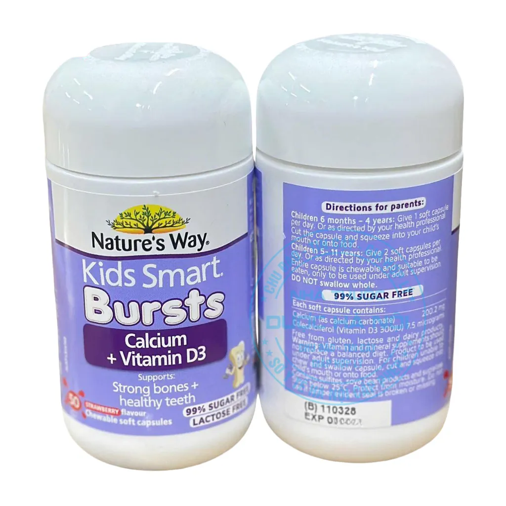 Viên uống Nature's Way Kids Smart Bursts Calcium + Vitamin D3