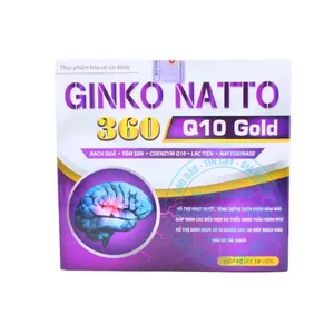 Viên uống Ginkgo Natto 360 Q10 Gold nâng cao chức năng tuần hoàn máu não, bảo vệ tế bào thần kinh