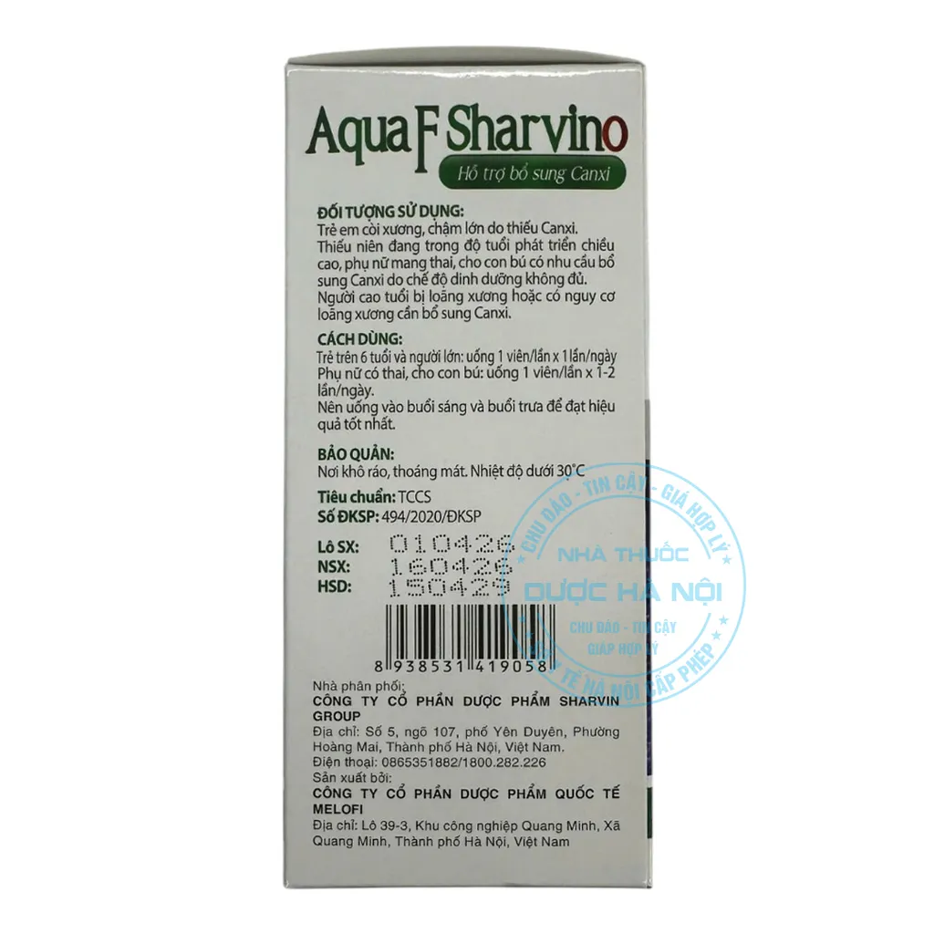 Viên uống Canxi Aqua F Sharvino