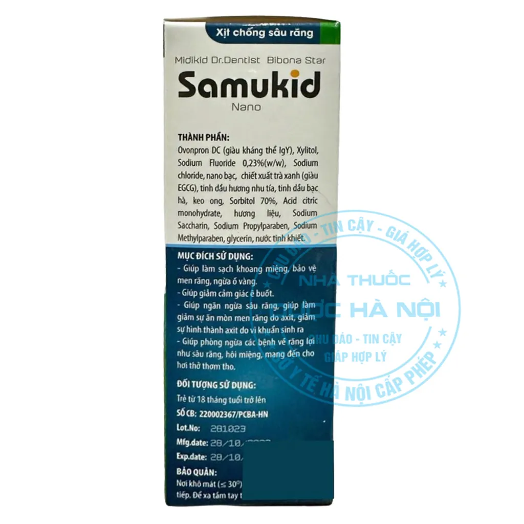 Xịt Midkid Dr.Dentist Bibona Star Samukid Nano
