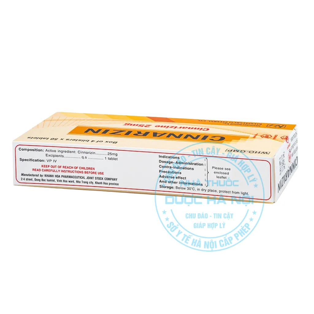 Thuốc Cinnarizin 25mg Khapharco