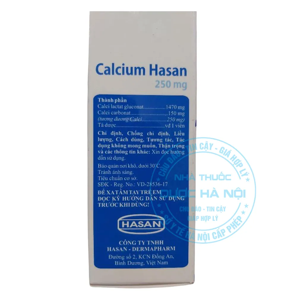 Thuốc Calcium Hasan 250mg