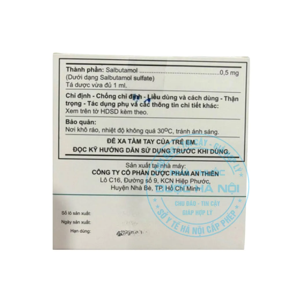 Thuốc A.T Salbutamol inj 0.5mg/ml