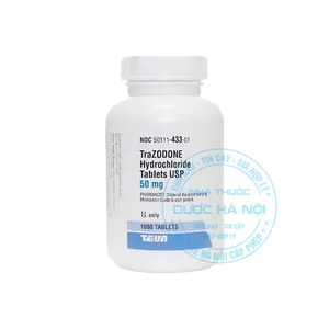 Thuốc Trazodone 50mg Teva điều trị các rối loạn tâm thần như lo âu, trầm cảm