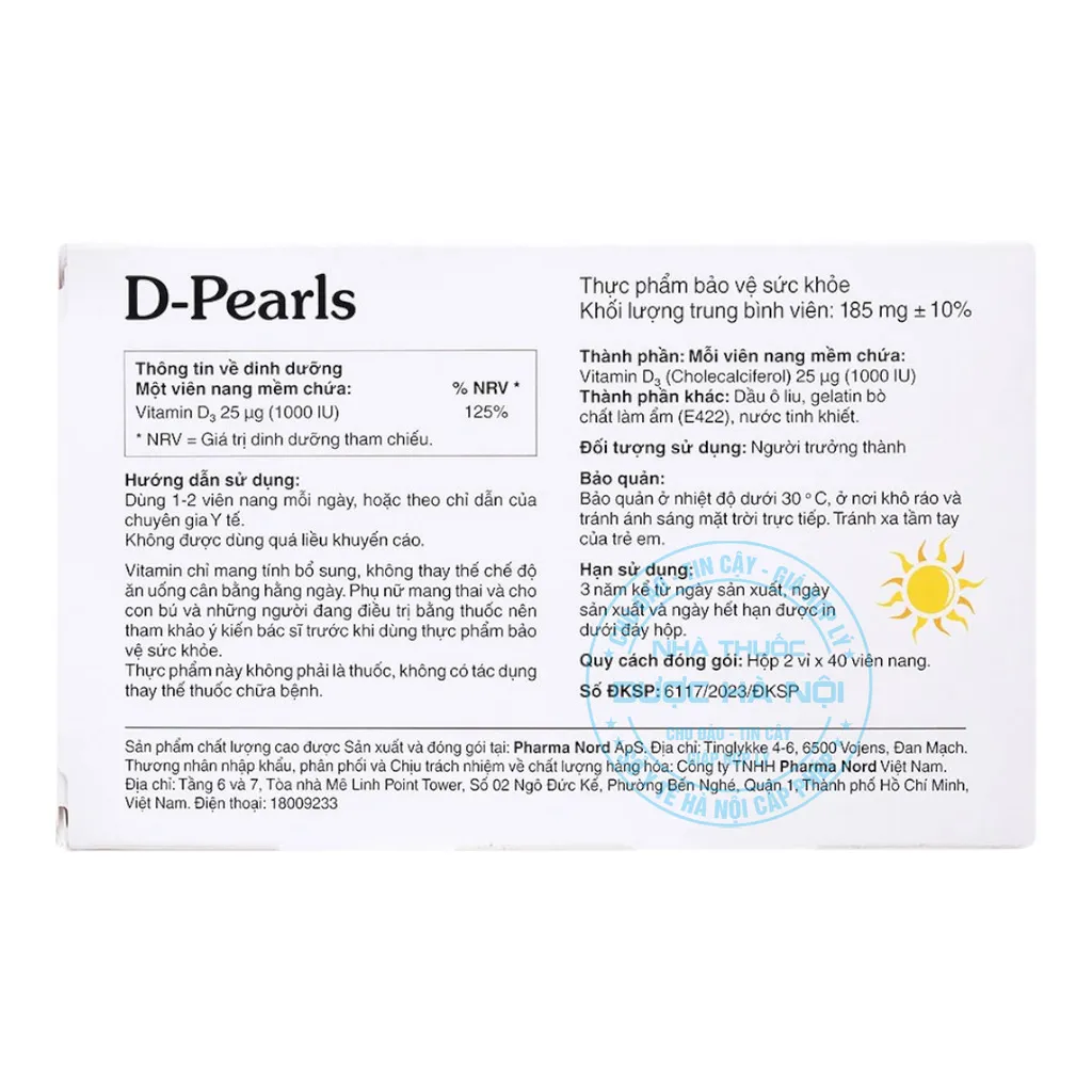 Viên uống Vitamin D3 Pharma Nord D-Pearls