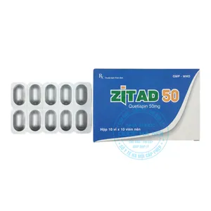 Thuốc Zitad 50 điều trị giảm lo âu, trầm cảm và các triệu chứng rối loạn tâm thần (Hộp 10vỉ x10viên)