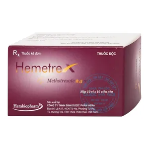 Thuốc Hemetrex 2,5mg dùng điều trị viêm khớp dạng thấp nặng (10 vỉ x 10 viên)