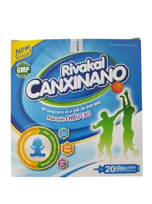 Dung dịch uống RivaKal Canxinano (Hộp 4 vỉ x 5 ống)